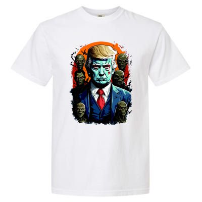 Donald Trump Halloween Silhouette With Zombies Garment-Dyed Heavyweight T-Shirt