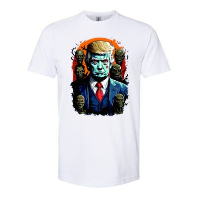 Donald Trump Halloween Silhouette With Zombies Softstyle CVC T-Shirt