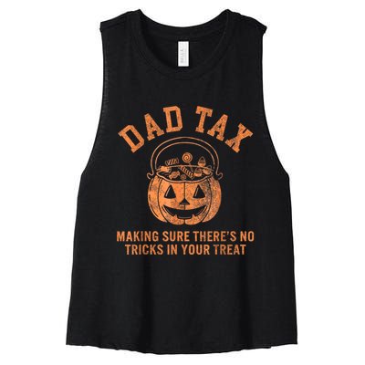 Dad Tax Halloween Trick Or Treat Pumpkin Funny Dad Joke Women's Racerback Cropped Tank