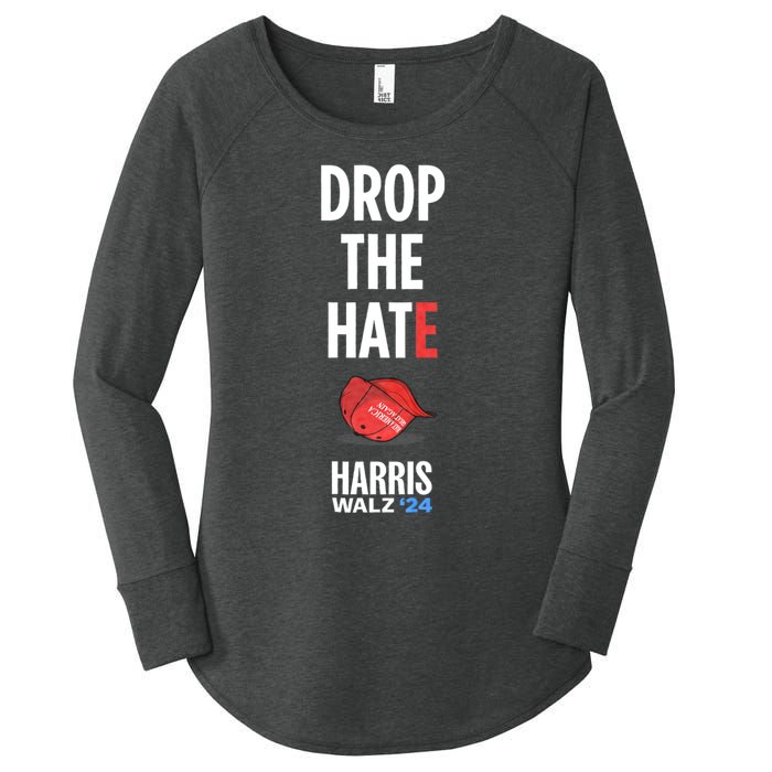 Drop The Hate No Maga Hat Vote Kamala Harris Tim Walz 24 Women's Perfect Tri Tunic Long Sleeve Shirt