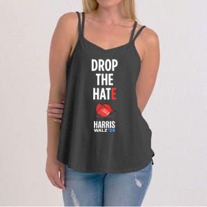 Drop The Hate No Maga Hat Vote Kamala Harris Tim Walz 24 Women's Strappy Tank