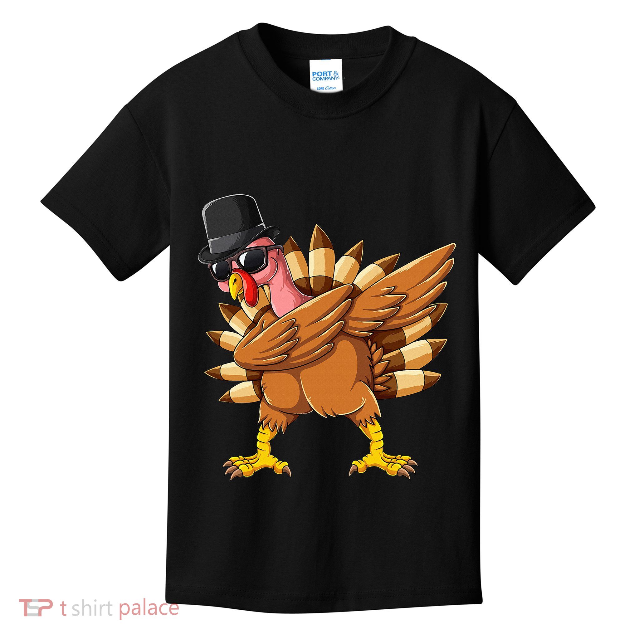Dabbing Turkey Hat Funny Gifts Thanksgiving Kids T-Shirt