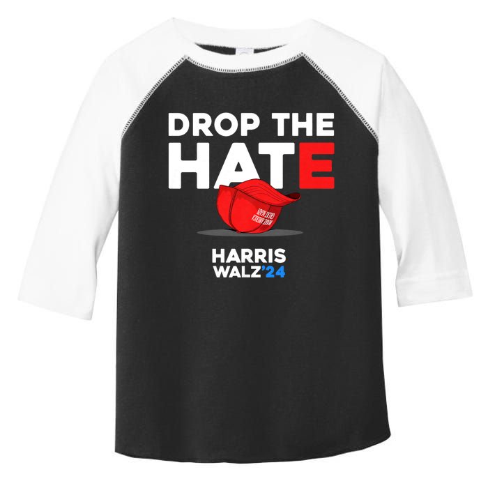 Drop The Hate Us President 2024 Vote Kamala Harris Tim Walz Toddler Fine Jersey T-Shirt