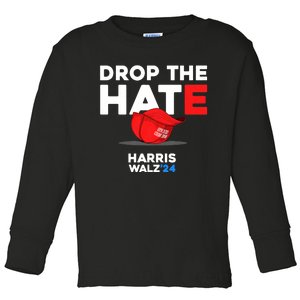 Drop The Hate Us President 2024 Vote Kamala Harris Tim Walz Toddler Long Sleeve Shirt