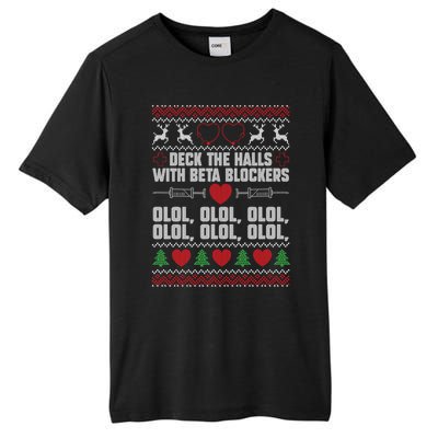 Deck The Halls With Beta Blockers Christmas Doctor Physician Gift Tall Fusion ChromaSoft Performance T-Shirt