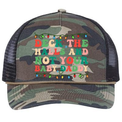 Deck The Halls and Not your Baby Daddy Lights Christmas Retro Rope Trucker Hat Cap