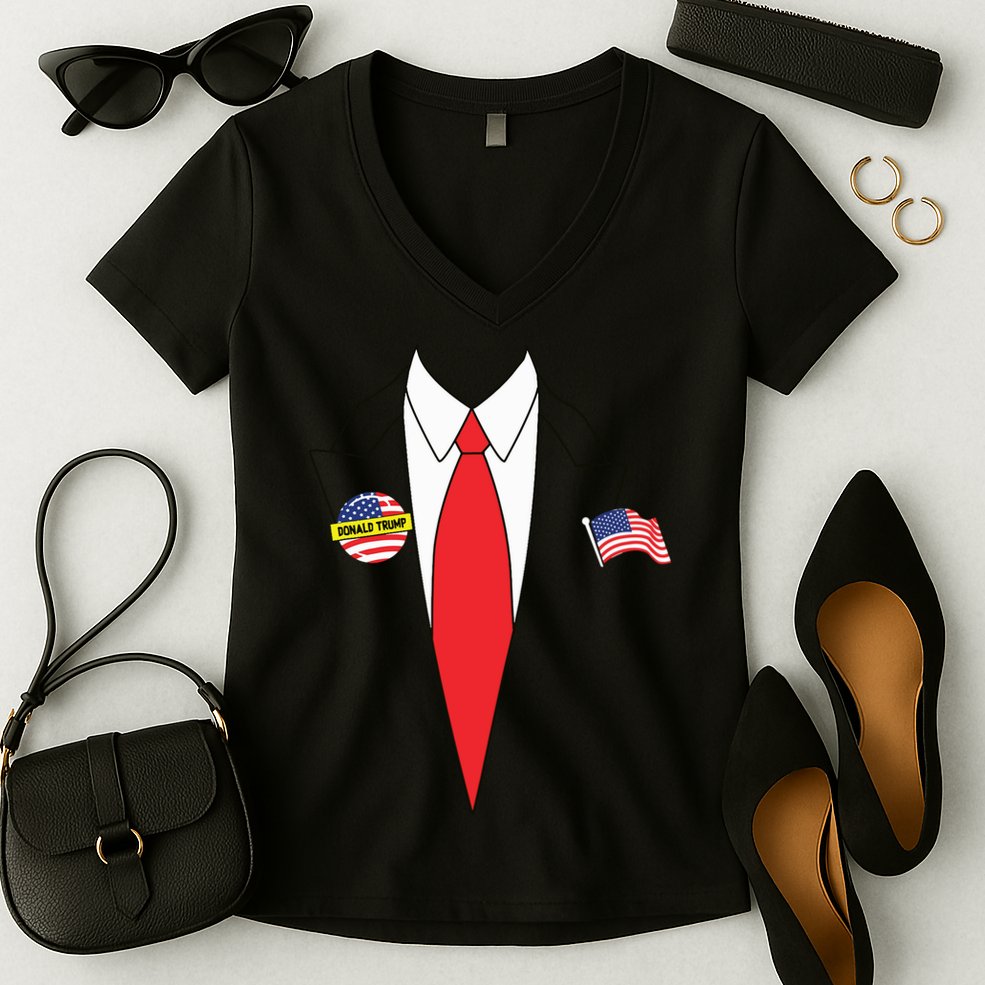 Donald Trump Halloween Costume Cute President Gift Women's V-Neck T-Shirt