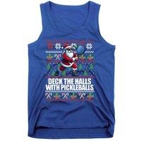 Deck The Halls Pickle Balls Ugly Christmas Pickleball Memes Funny Gift Tank Top