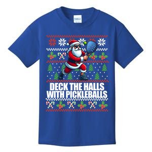 Deck The Halls Pickle Balls Ugly Christmas Pickleball Memes Funny Gift Kids T-Shirt