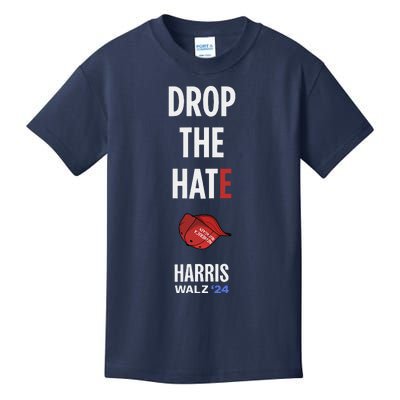 Drop The Hate No Maga Hat Vote Kamala Harris Tim Walz 24 Kids T-Shirt