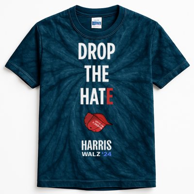 Drop The Hate No Maga Hat Vote Kamala Harris Tim Walz 24 Kids Tie-Dye T-Shirt