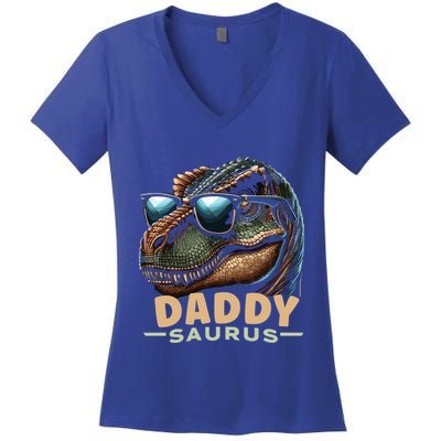 Daddysaurus The Heartwarming Majesty Of Real Fathers Meaningful Gift Women's V-Neck T-Shirt