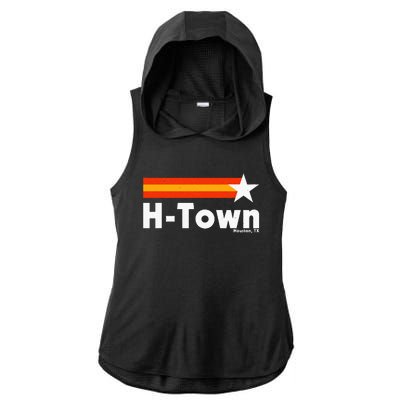 Distressed Town Houston Texas Strong Retro Houston Ladies PosiCharge Tri-Blend Wicking Draft Hoodie Tank