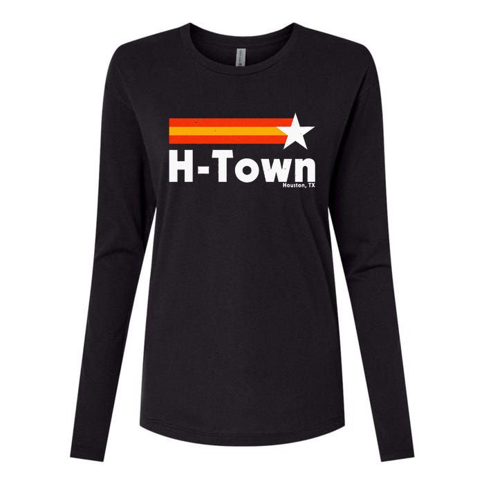 Distressed Town Houston Texas Strong Retro Houston Womens Cotton Relaxed Long Sleeve T-Shirt