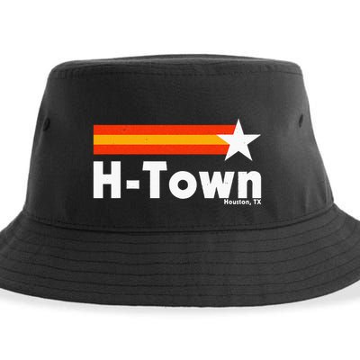 Distressed Town Houston Texas Strong Retro Houston Sustainable Bucket Hat