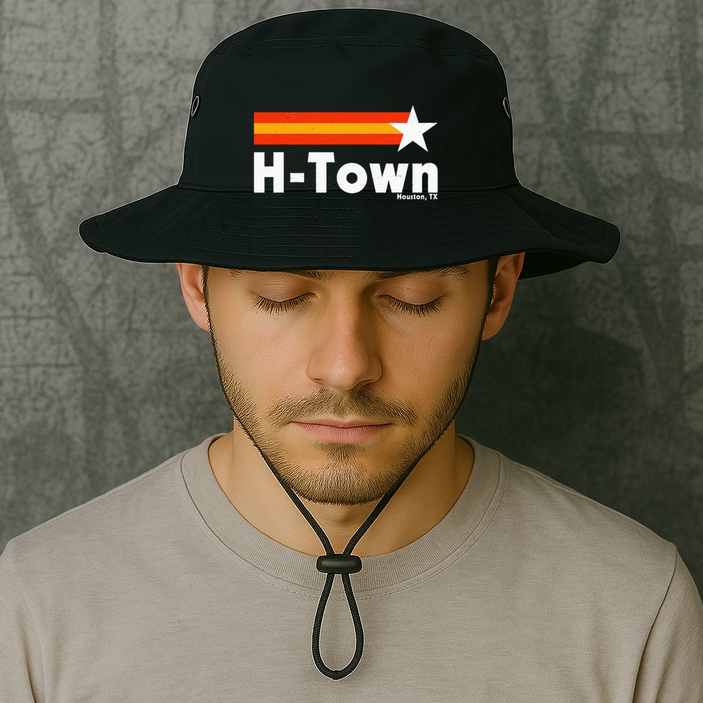 Distressed Town Houston Texas Strong Retro Houston Bucket Hat