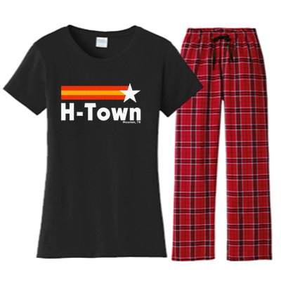 Distressed Town Houston Texas Strong Retro Houston Women's Flannel Pajama Set