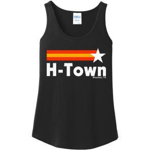 Distressed Town Houston Texas Strong Retro Houston Ladies Essential Tank