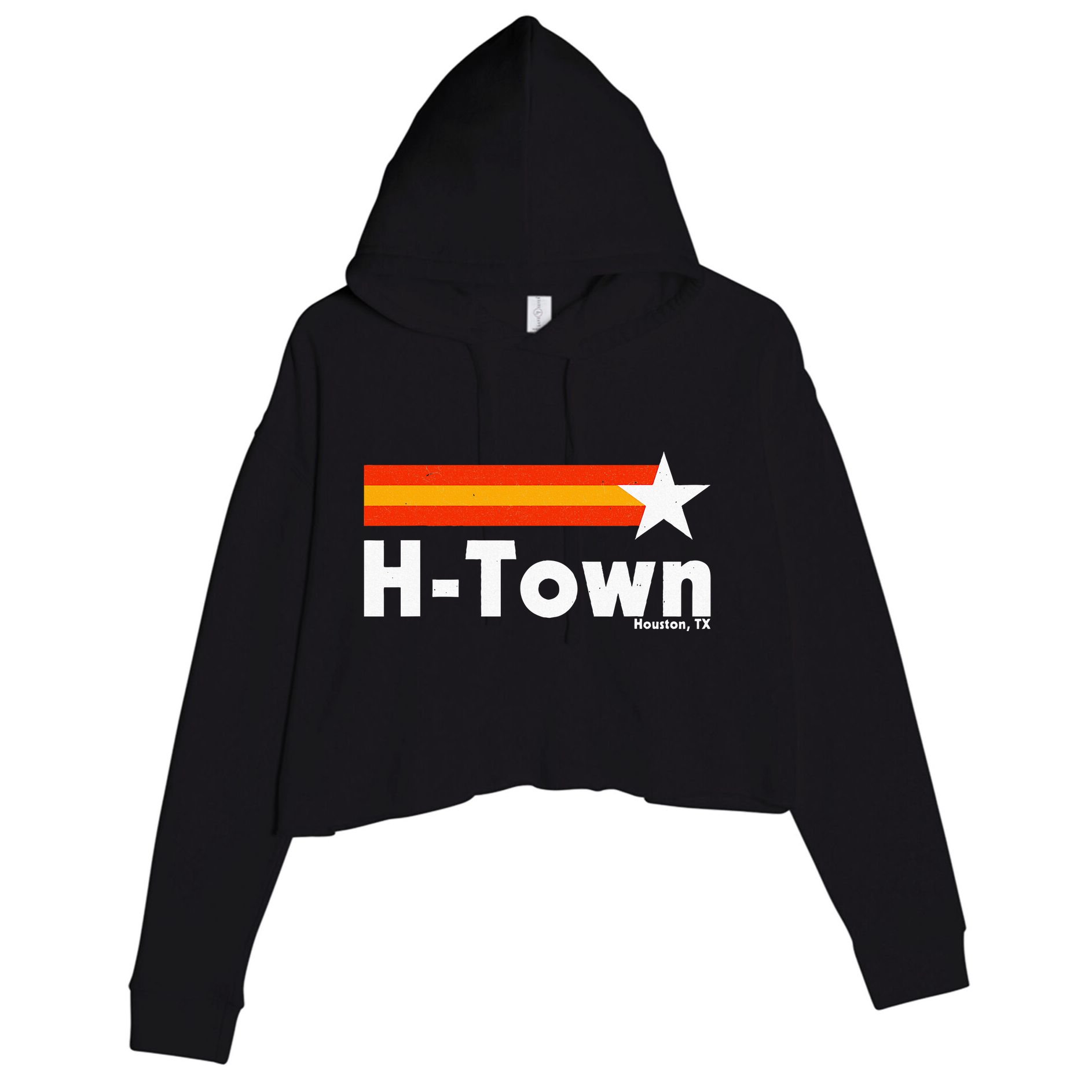 Distressed Town Houston Texas Strong Retro Houston Crop Fleece Hoodie