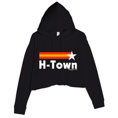 Distressed Town Houston Texas Strong Retro Houston Crop Fleece Hoodie