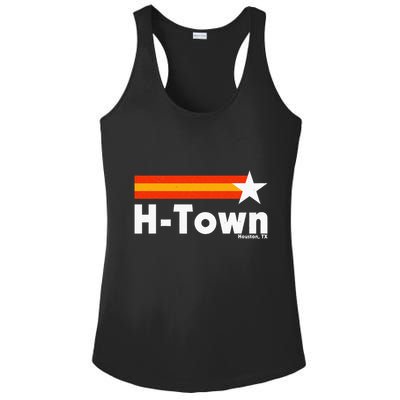 Distressed Town Houston Texas Strong Retro Houston Ladies PosiCharge Competitor Racerback Tank
