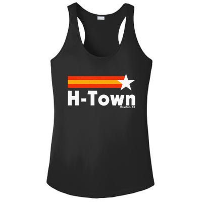 Distressed Town Houston Texas Strong Retro Houston Ladies PosiCharge Competitor Racerback Tank