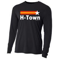 Distressed Town Houston Texas Strong Retro Houston Cooling Performance Long Sleeve Crew