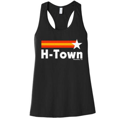 Distressed Town Houston Texas Strong Retro Houston Women's Racerback Tank