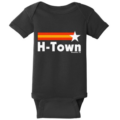 Distressed Town Houston Texas Strong Retro Houston Baby Bodysuit