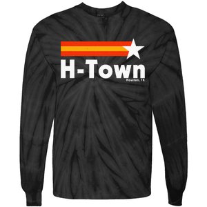 Distressed Town Houston Texas Strong Retro Houston Tie-Dye Long Sleeve Shirt