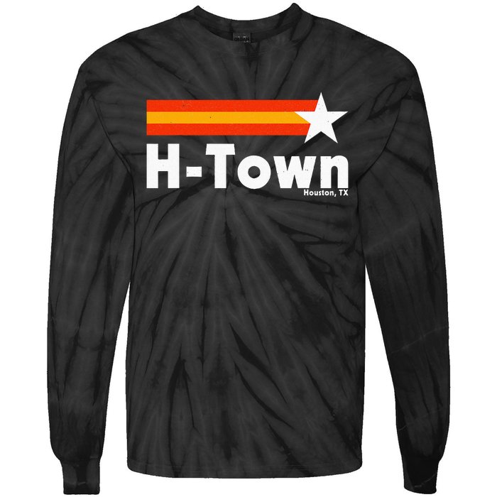 Distressed Town Houston Texas Strong Retro Houston Tie-Dye Long Sleeve Shirt