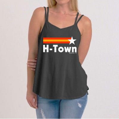 Distressed Town Houston Texas Strong Retro Houston Women's Strappy Tank