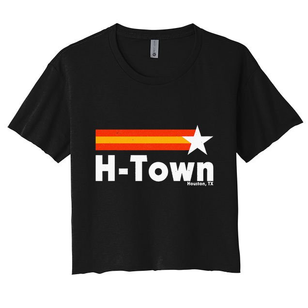 Distressed Town Houston Texas Strong Retro Houston Crop Top