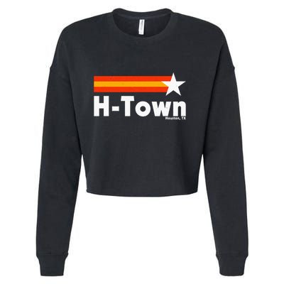 Distressed Town Houston Texas Strong Retro Houston Cropped Pullover Crew