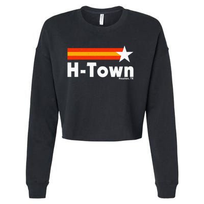 Distressed Town Houston Texas Strong Retro Houston Cropped Pullover Crew