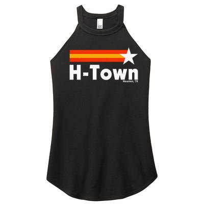 Distressed Town Houston Texas Strong Retro Houston Women's Perfect Tri Rocker Tank