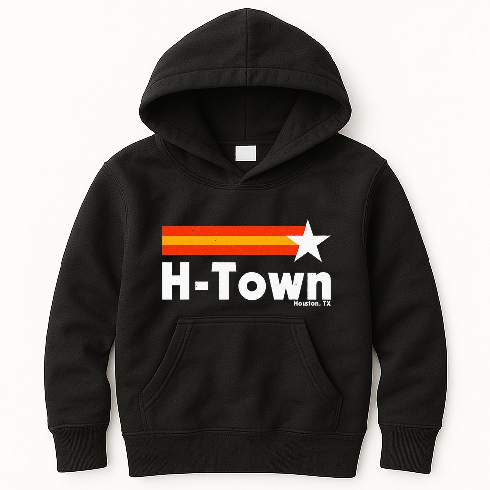 Distressed Town Houston Texas Strong Retro Houston Kids Hoodie