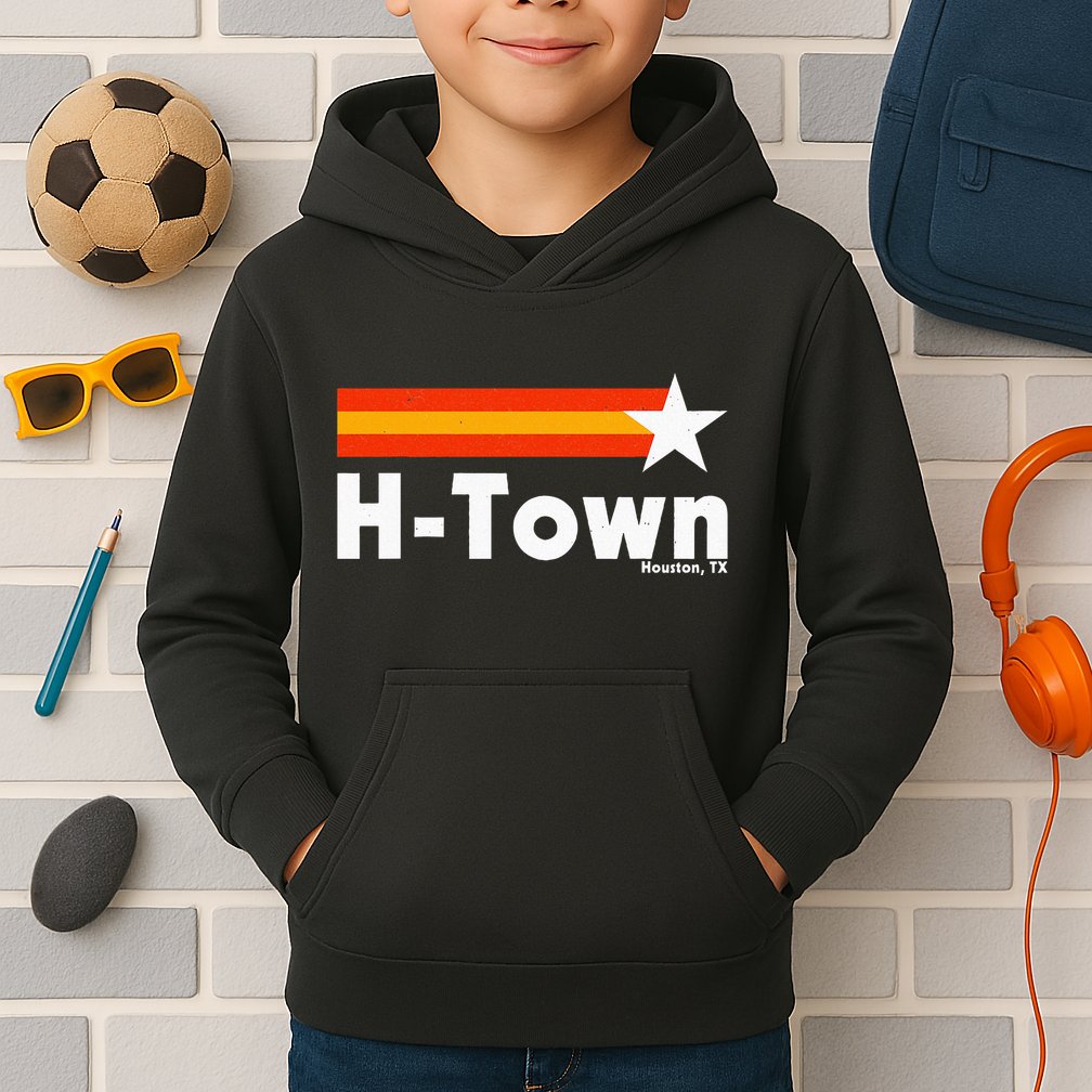 Distressed Town Houston Texas Strong Retro Houston Kids Hoodie