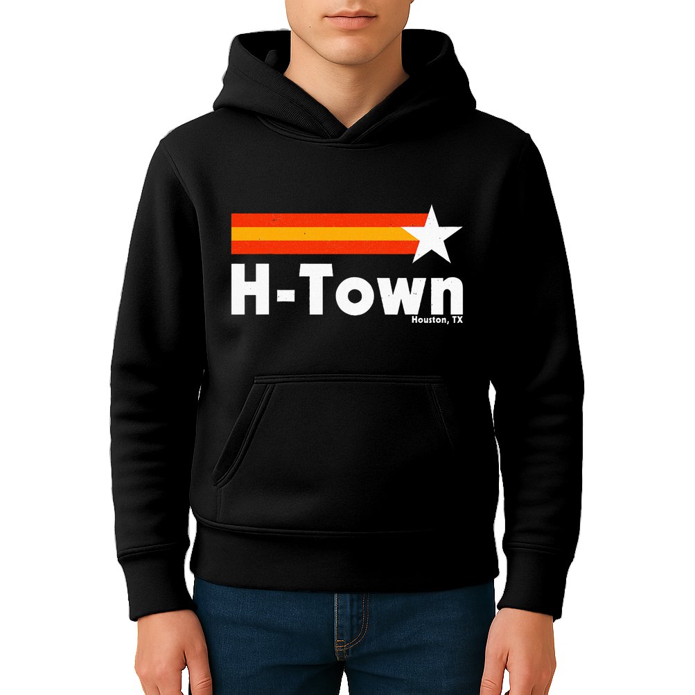 Distressed Town Houston Texas Strong Retro Houston Kids Hoodie