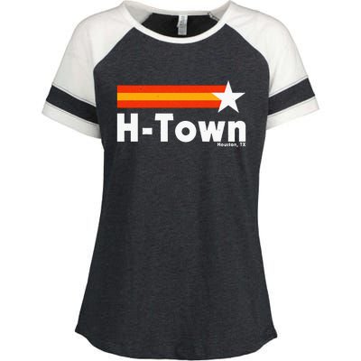 Distressed Town Houston Texas Strong Retro Houston Enza Ladies Jersey Colorblock Tee