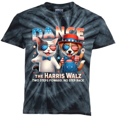 Dance The Harris Walz Funny Cat Ladies Kamala Harris Kids Tie-Dye T-Shirt