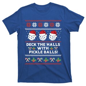 Deck The Halls Pickle Balls Ugly Christmas Pickleball Memes Cute Gift T-Shirt