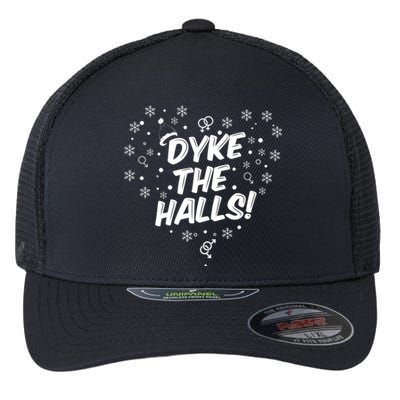 Dyke The Halls Lgbt Ugly Christmas Sweater Gift Holidays Flexfit Unipanel Trucker Cap