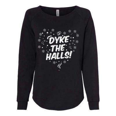 Dyke The Halls Lgbt Ugly Christmas Sweater Gift Holidays Womens California Wash Sweatshirt