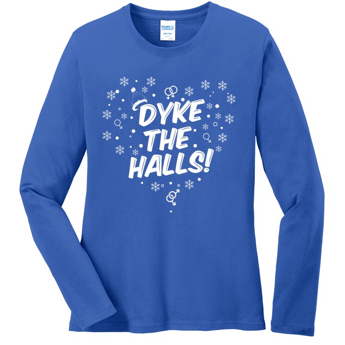 Dyke The Halls Lgbt Ugly Christmas Sweater Gift Holidays Ladies Long Sleeve Shirt