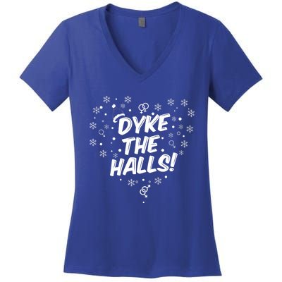 Dyke The Halls Lgbt Ugly Christmas Sweater Gift Holidays Women's V-Neck T-Shirt