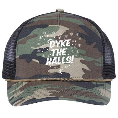 Dyke The Halls Lgbt Ugly Christmas Sweater Gift Holidays Retro Rope Trucker Hat Cap