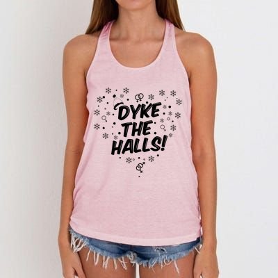 Dyke The Halls Lgbt Ugly Christmas Sweater Gift Holidays Women's Knotted Racerback Tank