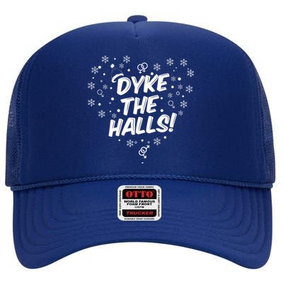 Dyke The Halls Lgbt Ugly Christmas Sweater Gift Holidays High Crown Mesh Back Trucker Hat