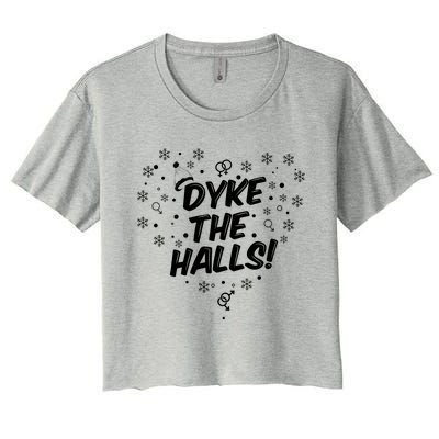 Dyke The Halls Lgbt Ugly Christmas Sweater Gift Holidays Women's Crop Top Tee